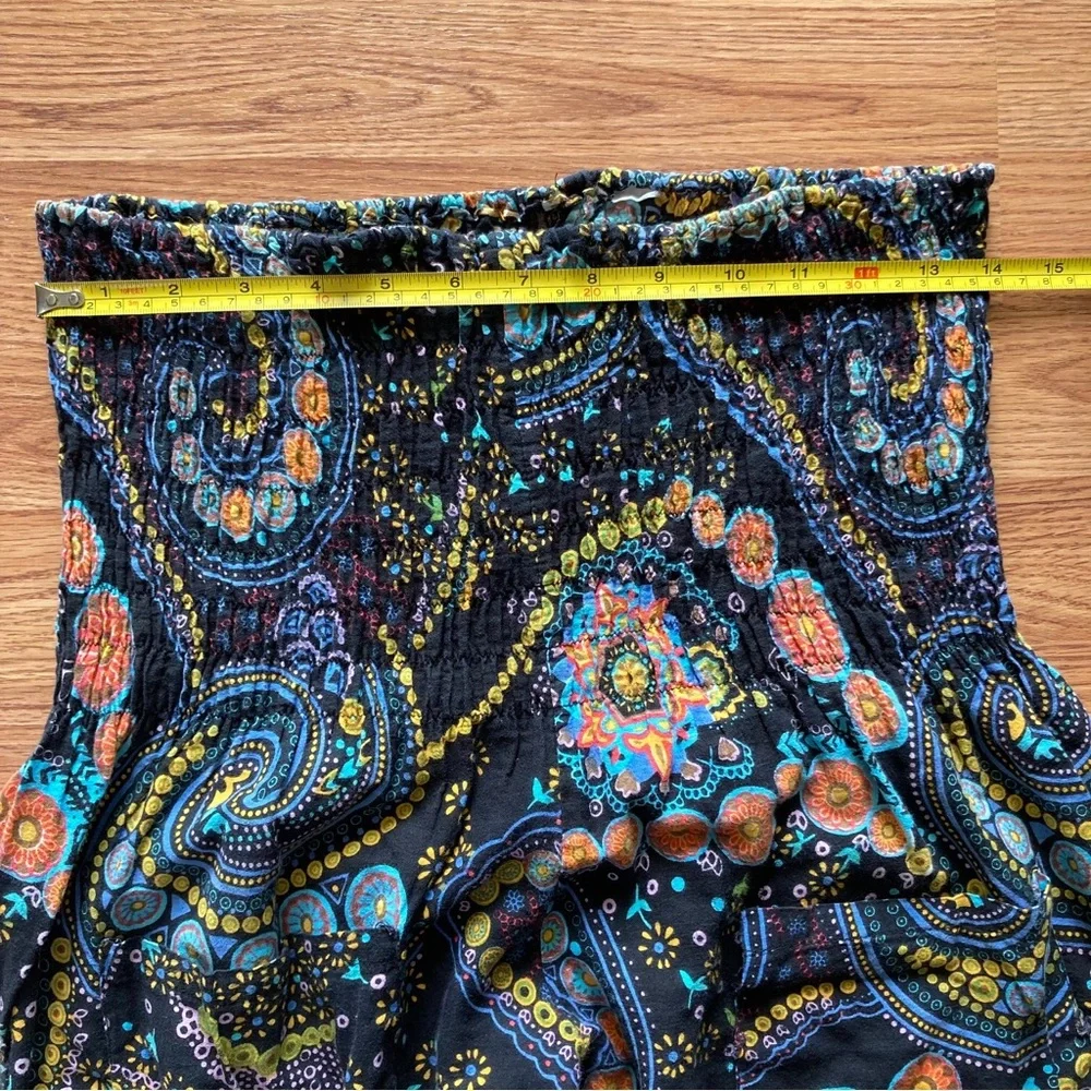 **GIVEAWAY** Paisley Print Bali Yoga Pants with Shirred Waist Size L Boho - Picture 8 of 14
